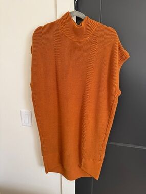 Anthropologie Sleeveless Turtleneck Knit Sweater — Orange